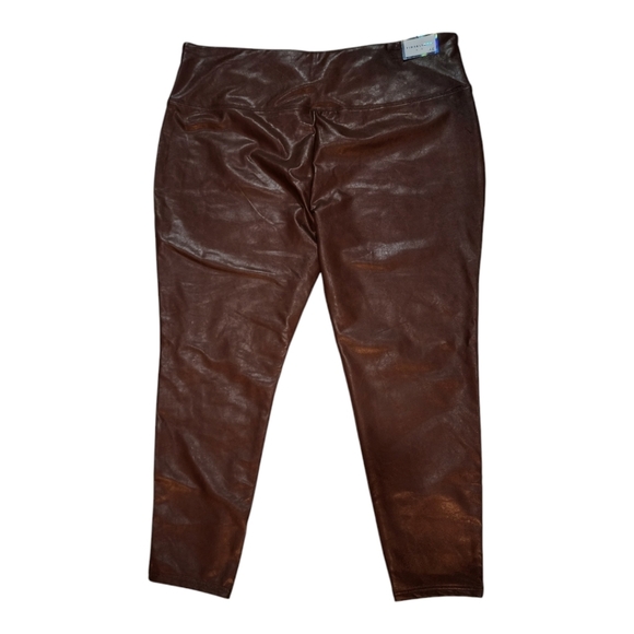 Tinseltown trendy plus size faux leather leggings in Hot Chocolate Size 3X NEW - Picture 3 of 9